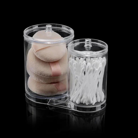 Double barrel acrylic cotton swab storage box