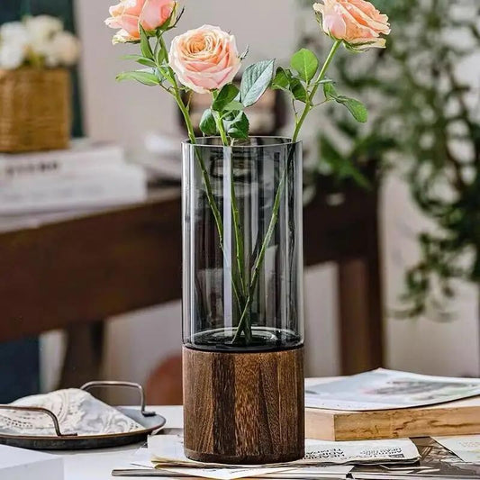 Modern creative clear glass vase with a touch of gold 