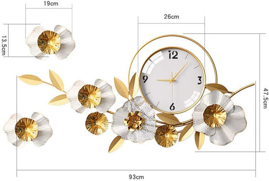 Luxury Flower Wall Clock, Metal Wall Decoration