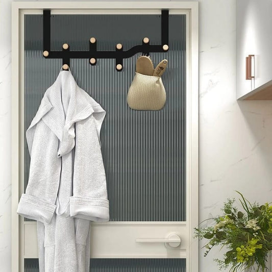 Wooden storage hooks over the door coat hanger