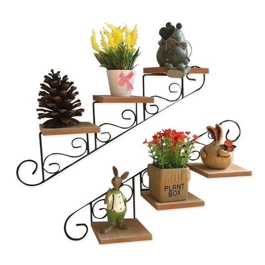 Staircase wall hanging flower shelf