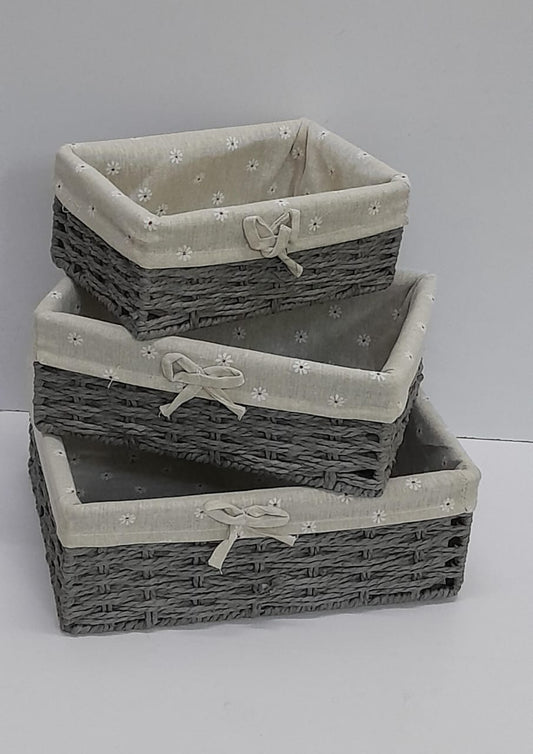 3 In 1 Handmade Rattan Baskets with removable cover cloth