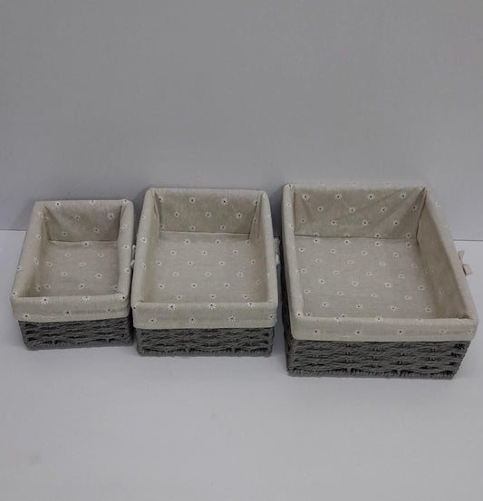 3 In 1 Handmade Rattan Baskets with removable cover cloth