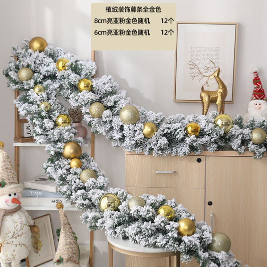 2.7M Christmas Pine Garland Snow Flocking Falling Cedar Rattan Artificial Greenery