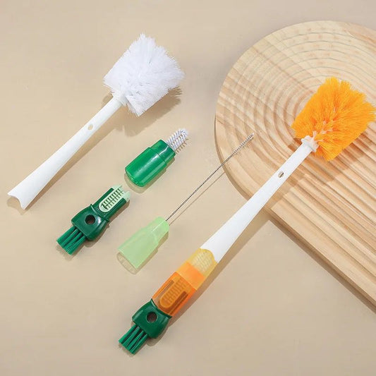 Multifunctional long handle 5 in 1 bottle cleaning brush