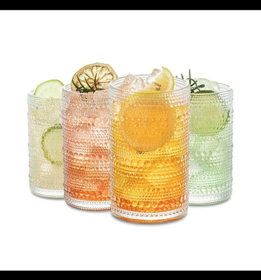 Vintage Embossed Dots pattern transparent Water/Juice/Wine/Whiskey Glass