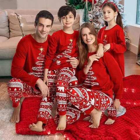 Family Red matching Christmas pajamas