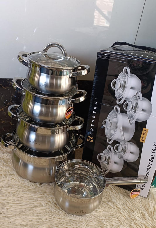 10pcs Edenberg stainless steel cookware set 
