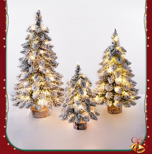 Pre-lit mini snow flocked christmas trees