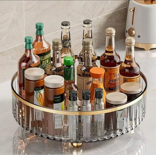 360-degree Rotating Turntable Organizer Space Saving Multi-Functional Storage Tray For Kitchen and Bathroom