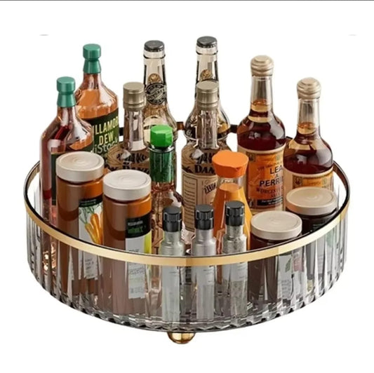 360-degree Rotating Turntable Organizer Space Saving Multi-Functional Storage Tray For Kitchen and Bathroom