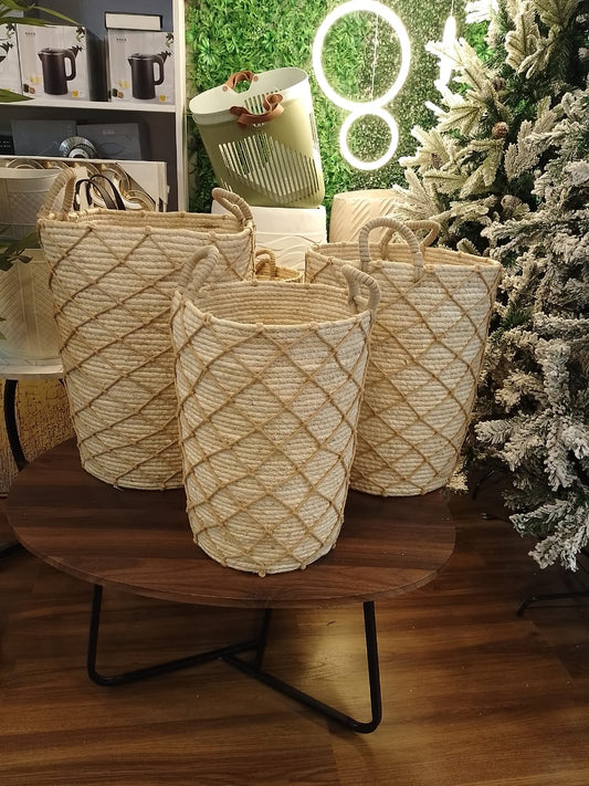 High Quality Set of 3 Stackable handmade baskets 🧺 