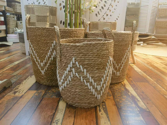 High Quality Set of 3 Stackable handmade baskets 🧺 
