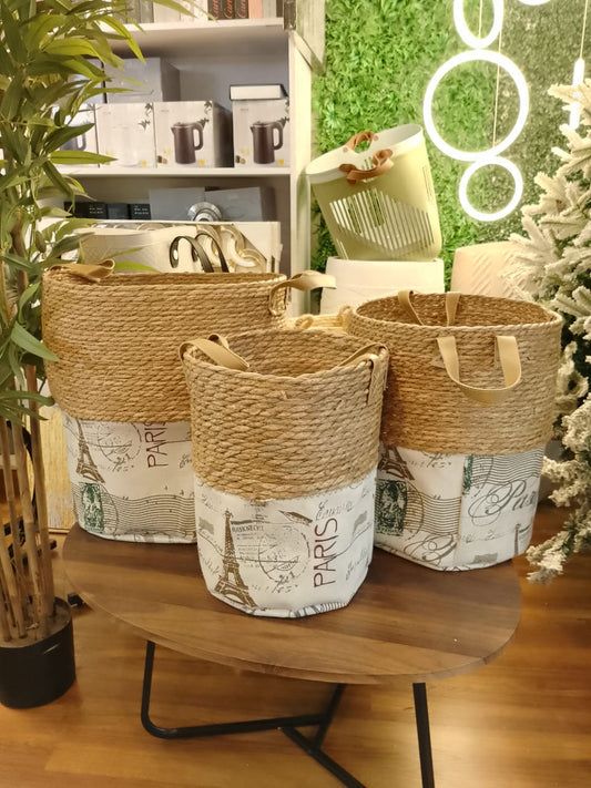 High Quality Set of 3 Stackable handmade baskets 🧺 