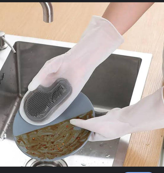 Reusable silicone washing gloves