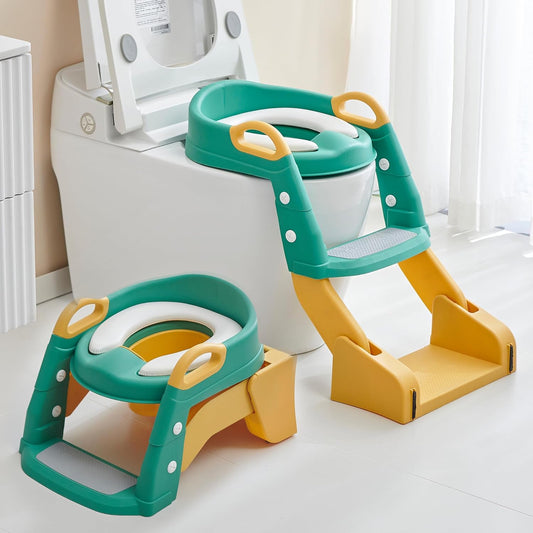 2-in-1 toilet trainer seat with a ladder and potty