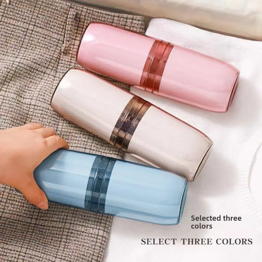 Portable transparent travel toothbrush toothpaste container