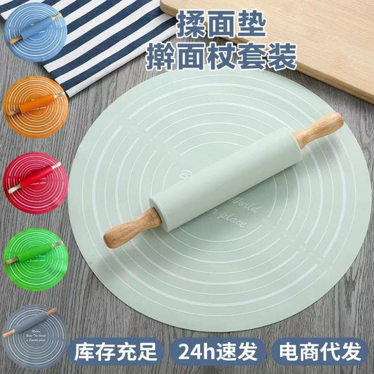 Silicone Baking Mat with Rolling Pin Set