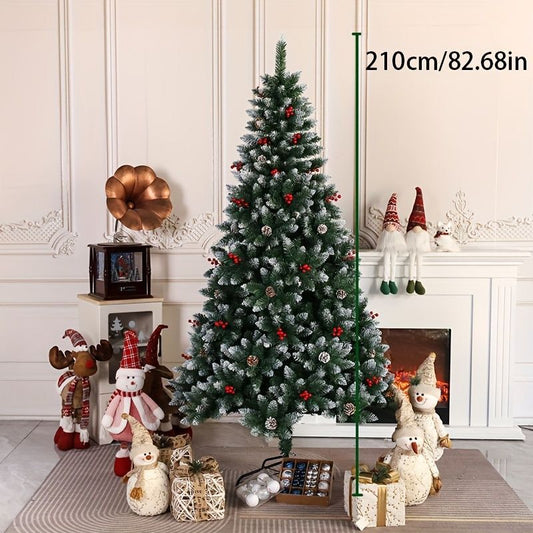 FROSTED CHRISTMAS TREES WITH CONES AND BERRIES