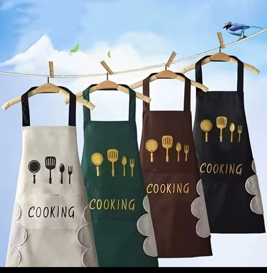 Kitchen Apron with Hand Wipe Pockets