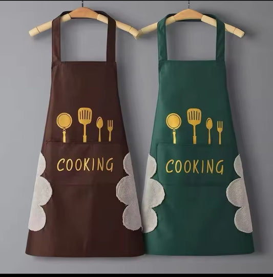 Kitchen Apron with Hand Wipe Pockets