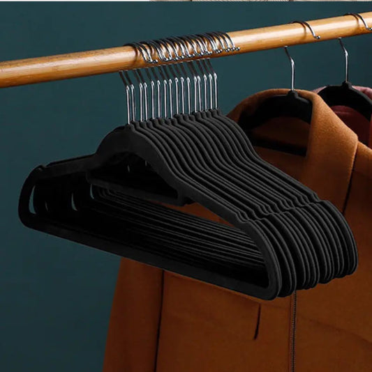 10pcs Velvet Non-Slip Hangers with Tie Bar