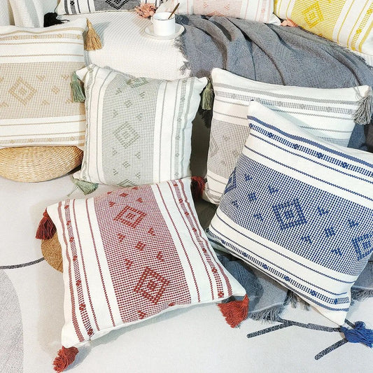 3pcs Jacquard Tassel Nordic Minimalistic Throw Cover