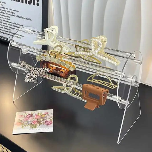 360°Rotating Acrylic Headband Holder/Claw clip Organizer