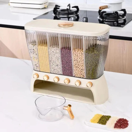 Acrylic Partitioned Rice/Cereal Dispenser