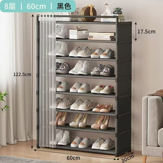 8- layer 2024 shoe rack organizer with fabric dustproof cover