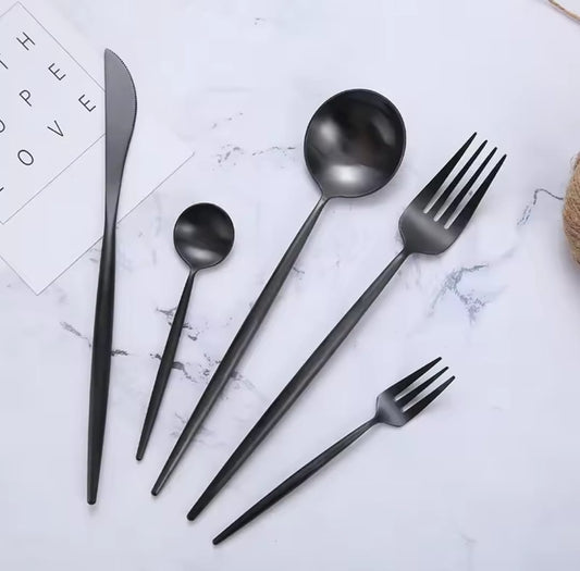 30pcs Black Stainless Cutlery Set