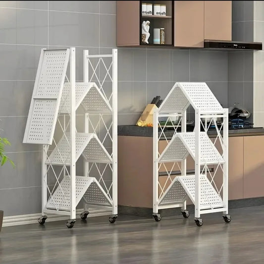 FOLDABLE MOVABLE METALLIC STORAGE RACK