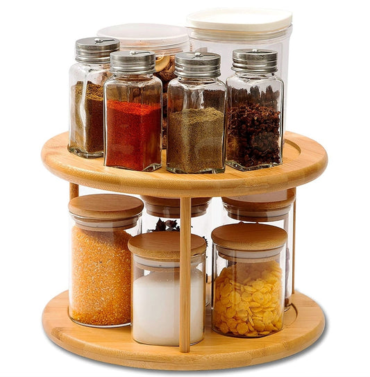 Bamboo rotating spice rack