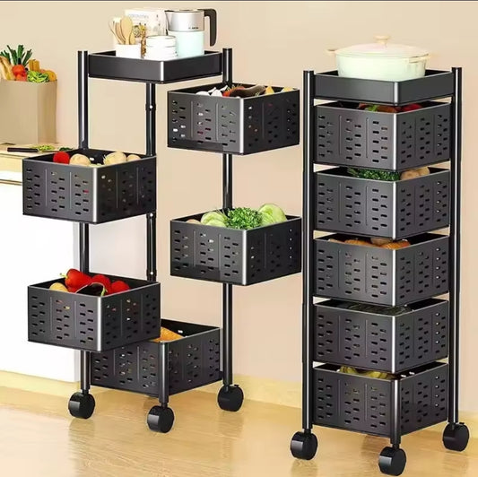 Heavy-duty 5tier Square Multi-layer Basket Storage Rack for Fruits and Vegetable