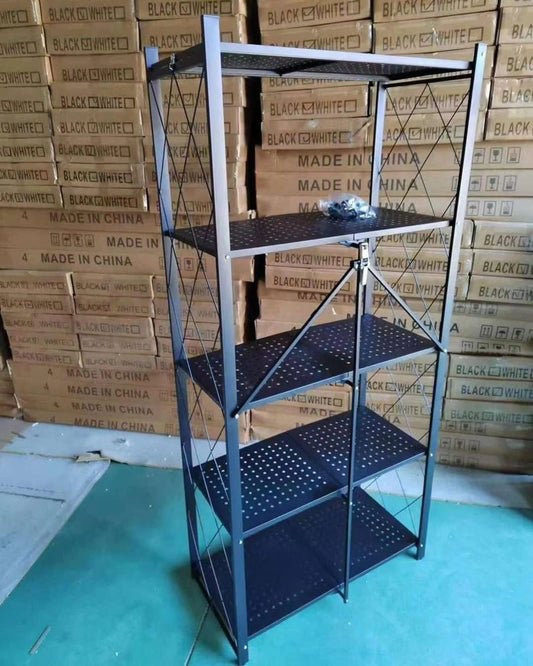 5-Tier Foldable Movable Metallic Storage Rack
