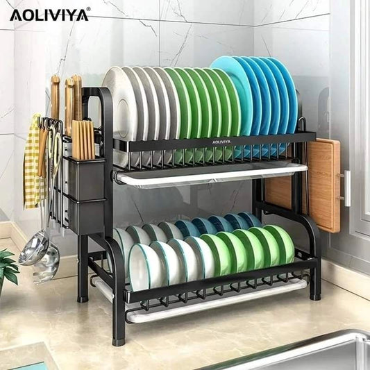 2 Tier Dish Rack with Cutlery Holder