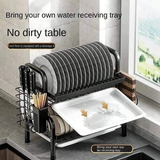 2 Tier Dish Rack with Cutlery Holder