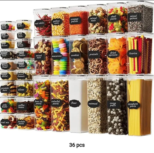 36pcs Bpa Free Airtight Plastic Containers