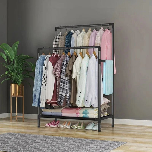 Double Pole Floor Clothes Rack