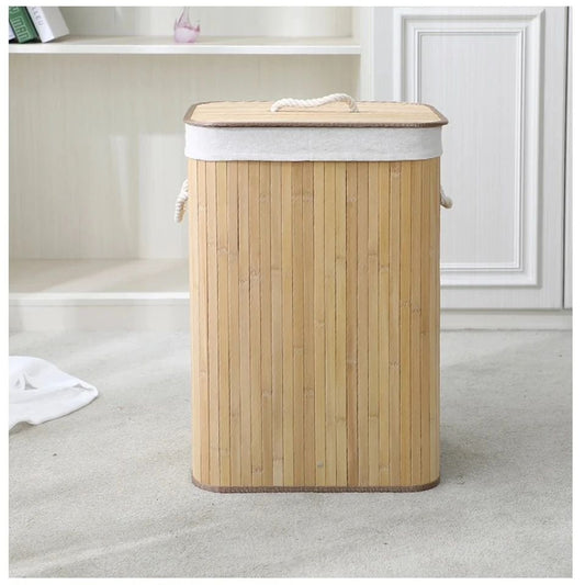100L Bamboo Laundry Basket with Flip Lid