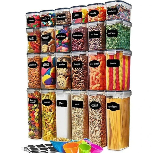 24pcs Bpa Free Airtight Plastic Containers