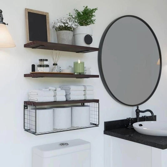 Solid Pine Wood Bathroom Floating Shelves