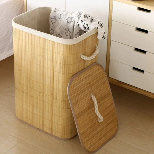 100L Bamboo Laundry Basket with Flip Lid