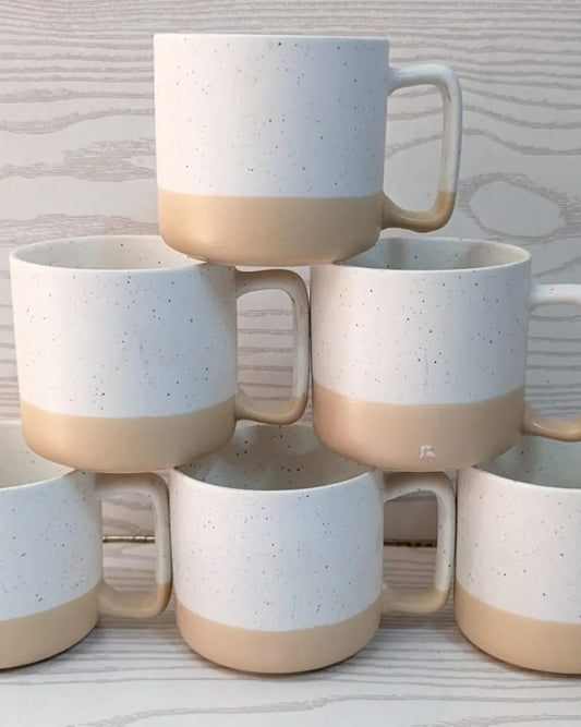 350ml White Speckled Ceramic Coffee Mug