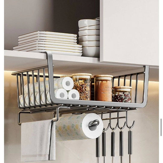 4 in 1 Metallic Under Shelf Rack with Hooks