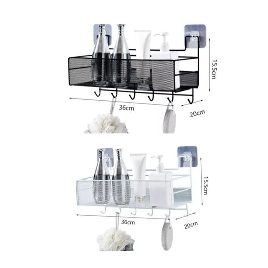 Mesh Bathroom Rack with Hooks