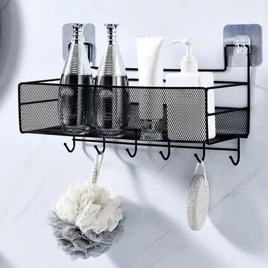 Mesh Bathroom Rack with Hooks