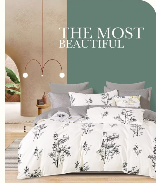 4pc Double Sided Luxurious High Quality Duvet Cover Set (Floral Edition