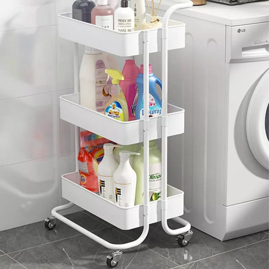 Multi-functional movable trolley storage rack( full metallic