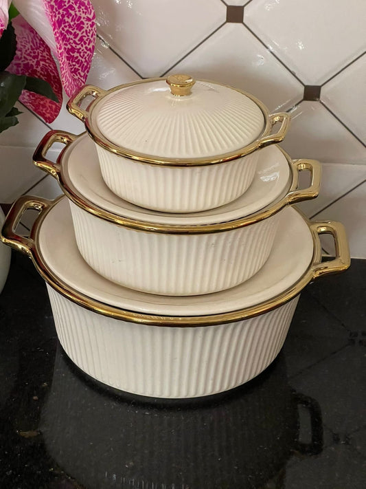 Ridged Serving dishes set